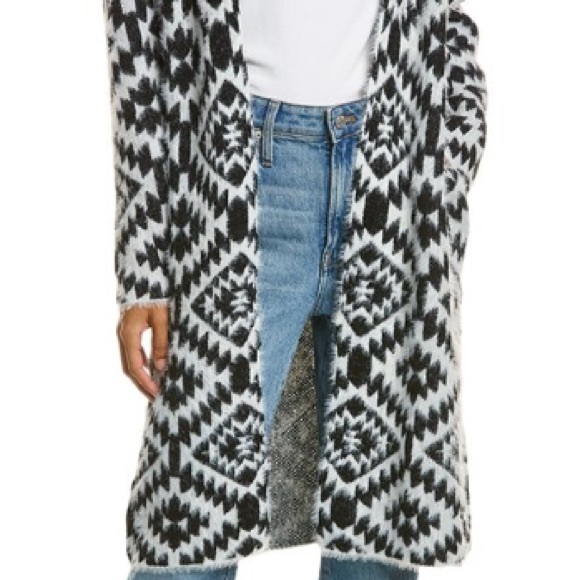 🍃💕NWOT Aztec Print Long Open Front Duster Cardigan US Size S/M - Picture 2 of 11